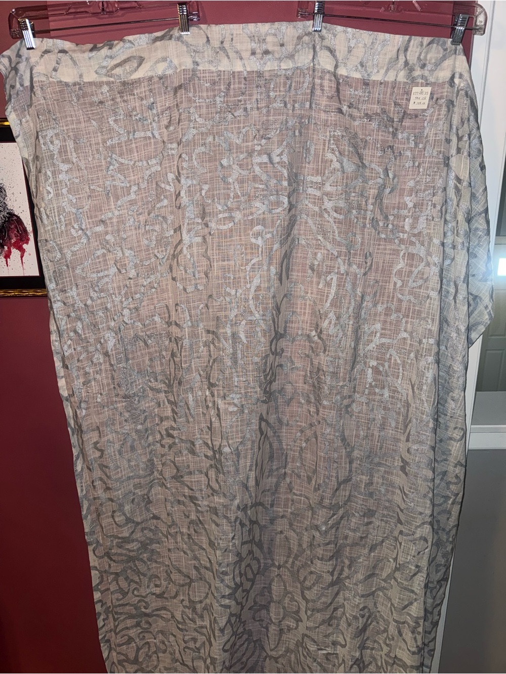 Anthropologie white and silver metallic design curtains NWT